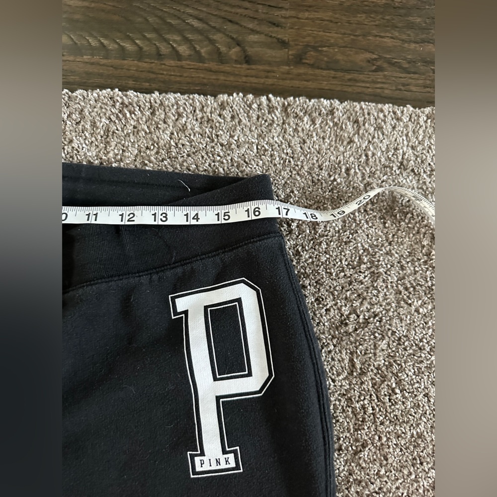 Victoria’s Secret PINK black medium joggers drawcord adjustable waist white P - Picture 11 of 12